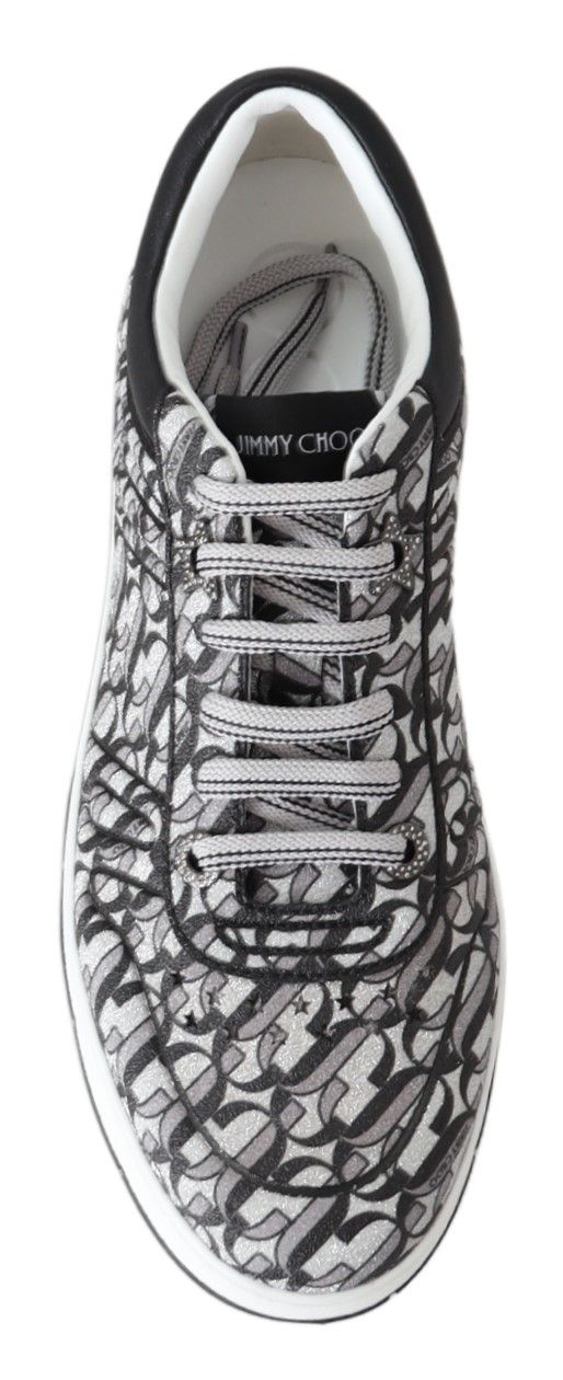 Jimmy Choo Glittering Slip-On Sneakers - Silver and Black - Ora And Co.