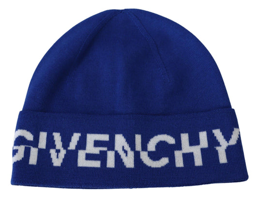 Givenchy Chic Unisex Cobalt Wool Beanie with Logo Detail - Ora And Co.