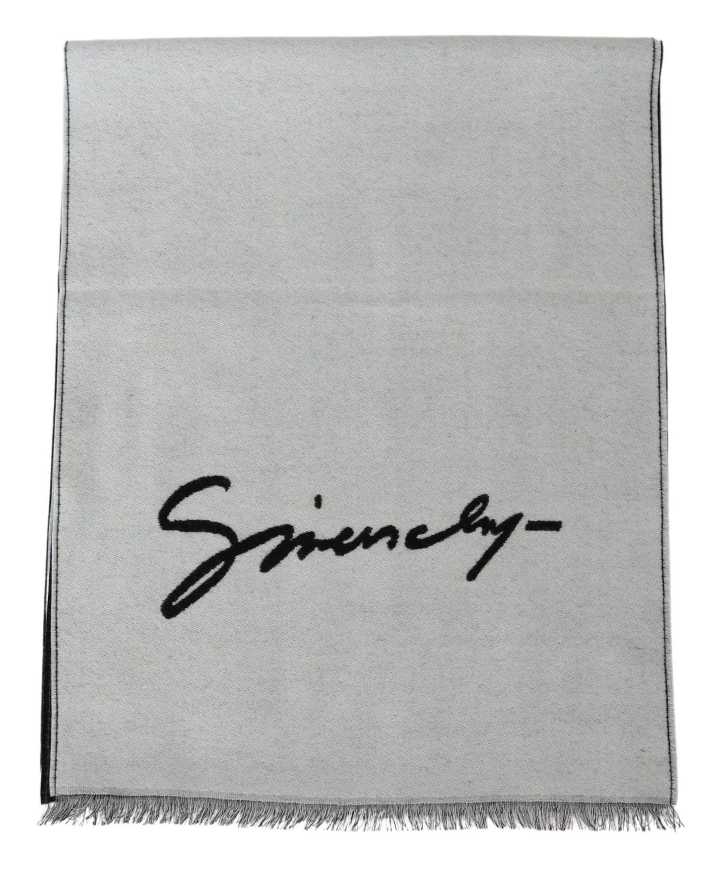 Givenchy Elegant Monochrome Wool-Silk Blend Scarf - Ora And Co.