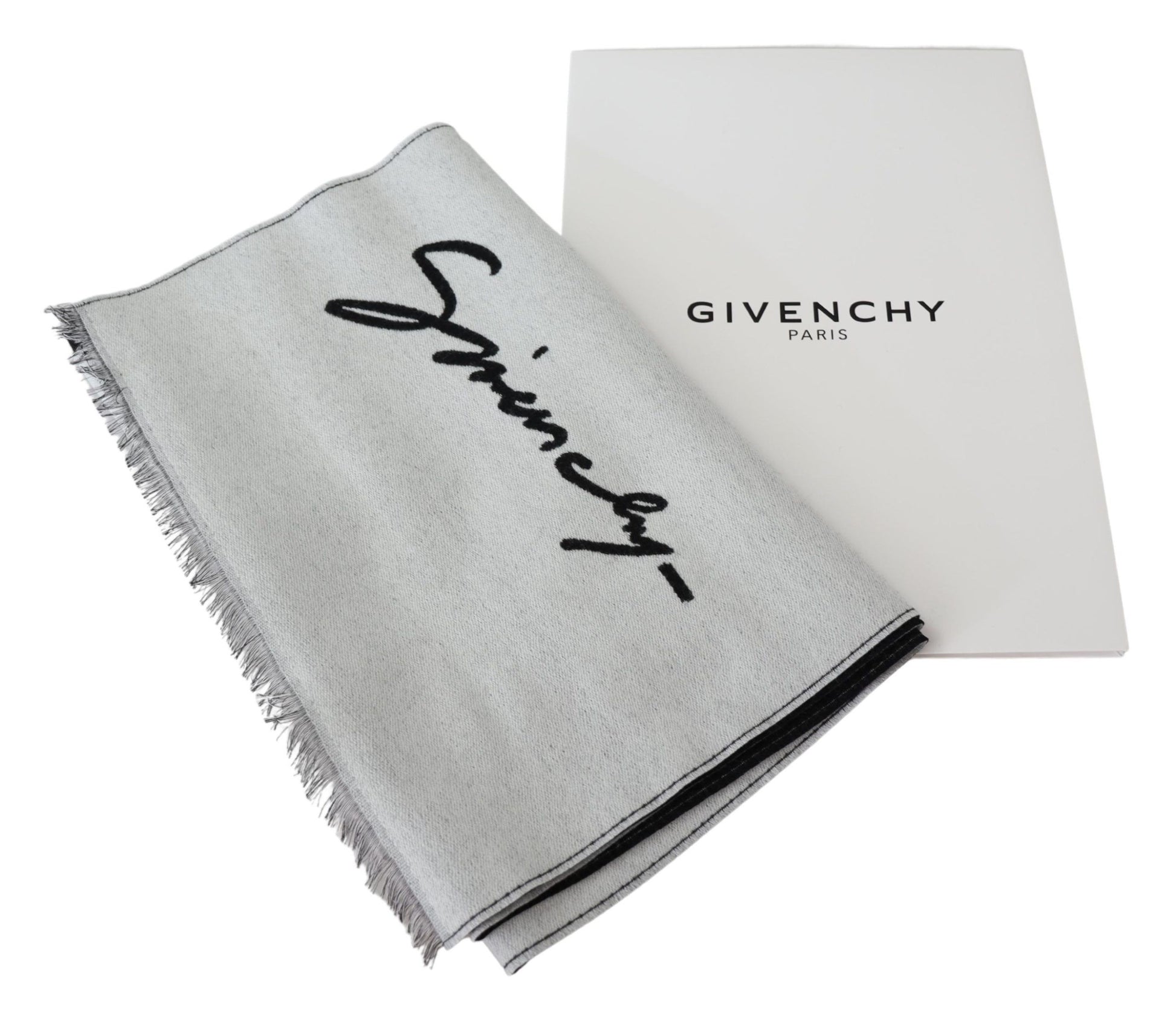 Givenchy Elegant Monochrome Wool-Silk Blend Scarf - Ora And Co.