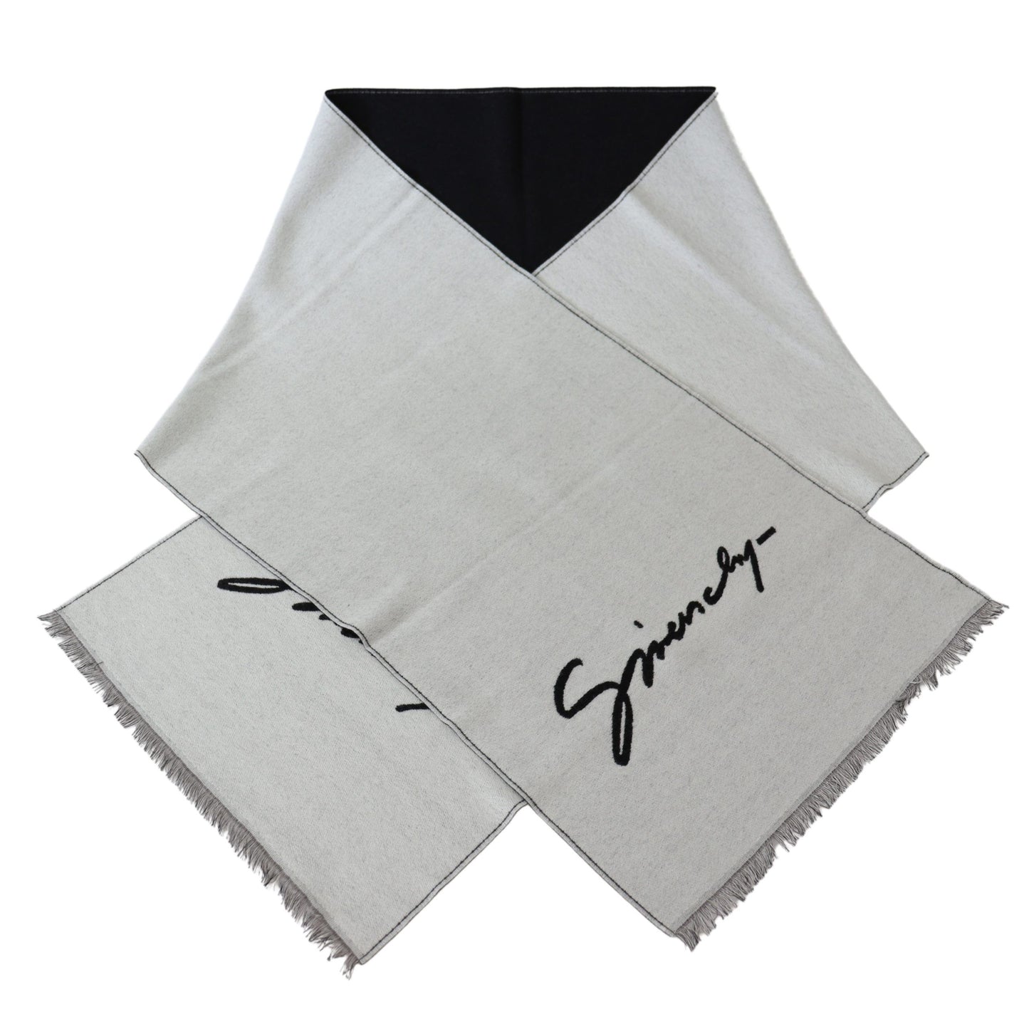 Givenchy Elegant Monochrome Wool-Silk Blend Scarf - Ora And Co.