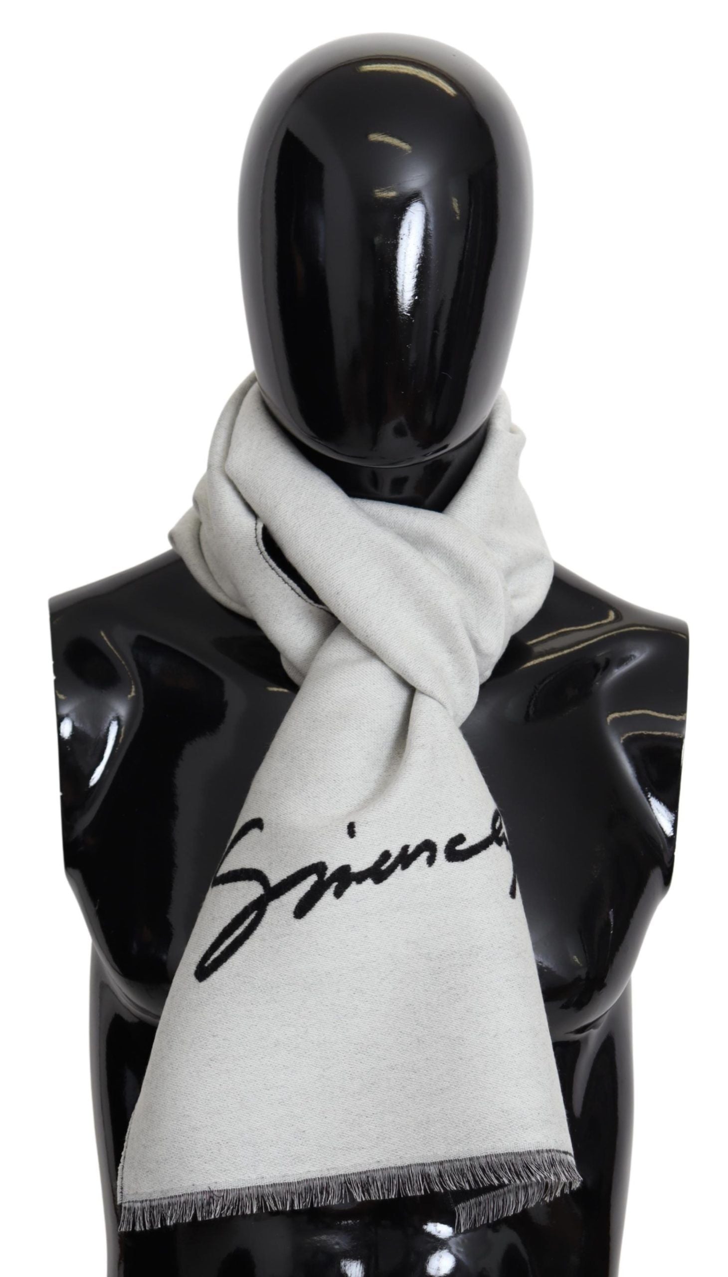 Givenchy Elegant Monochrome Wool-Silk Blend Scarf - Ora And Co.