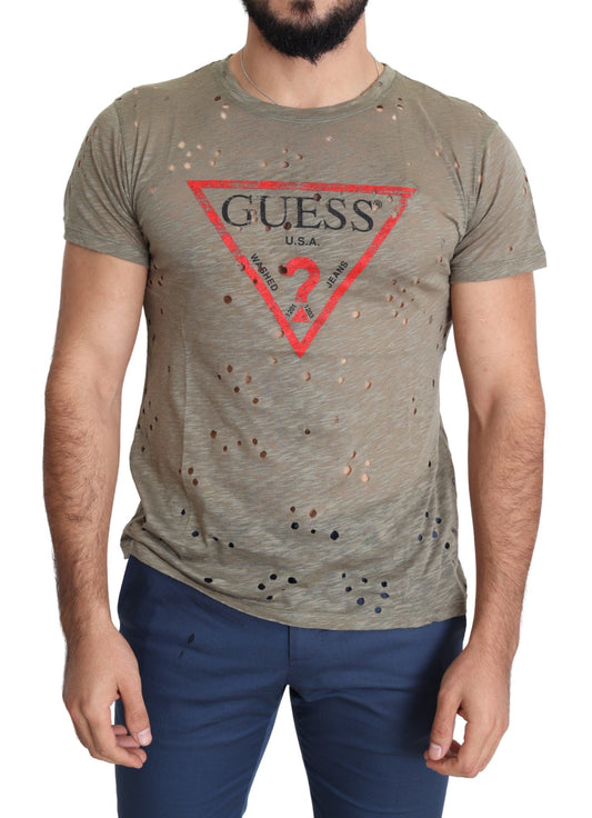 Guess Chic Brown Cotton Stretch Tee - Ora And Co.