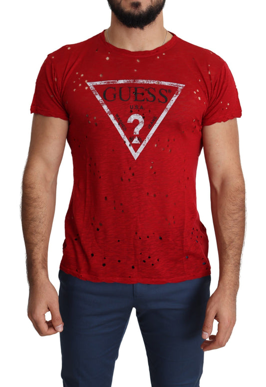 Guess Radiant Red Cotton Stretch T-Shirt - Ora And Co.