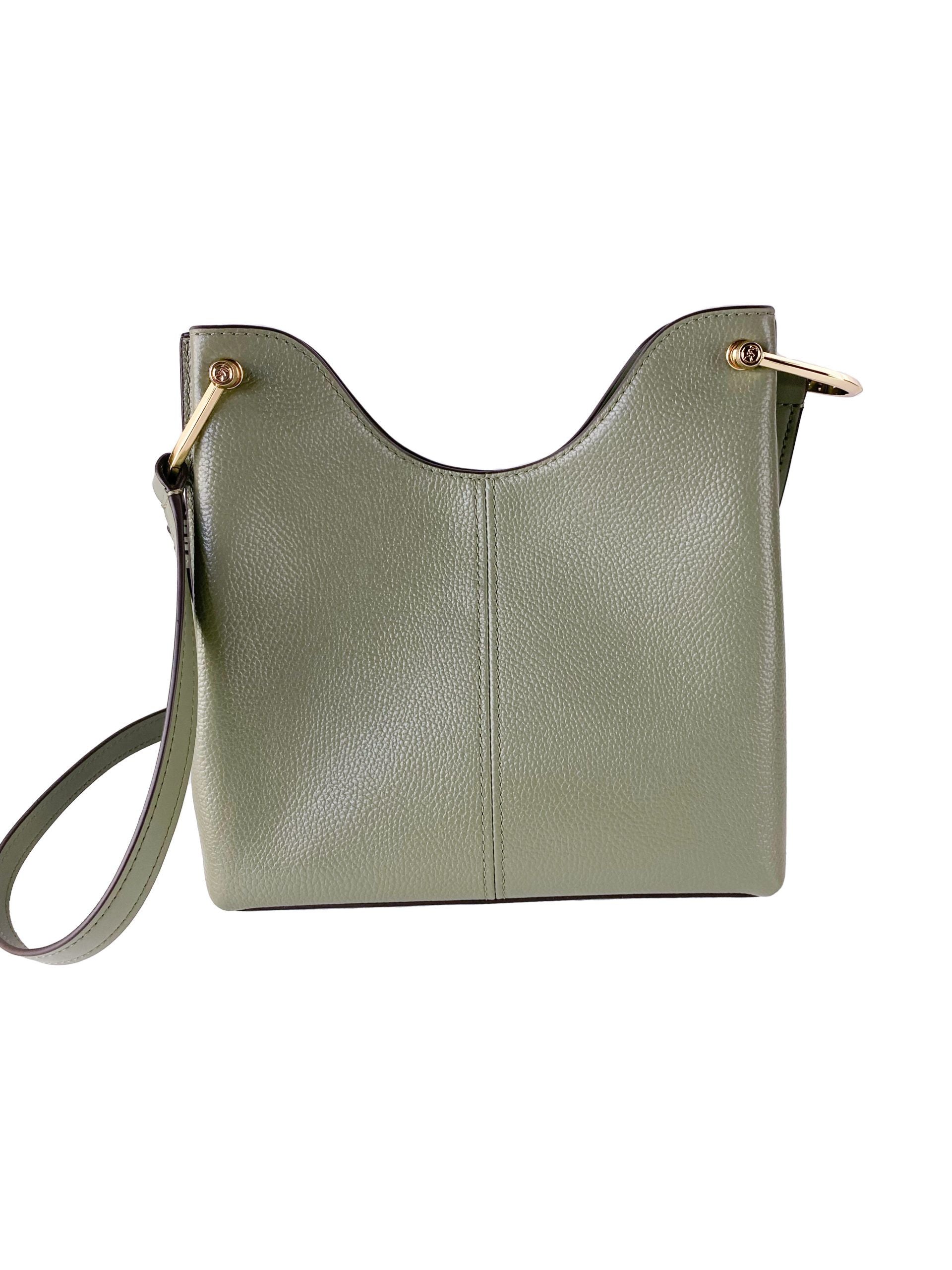 Michael Kors Joan Large Perforated Suede Leather Slouchy Messenger Handbag (Army Green) - Ora And Co.