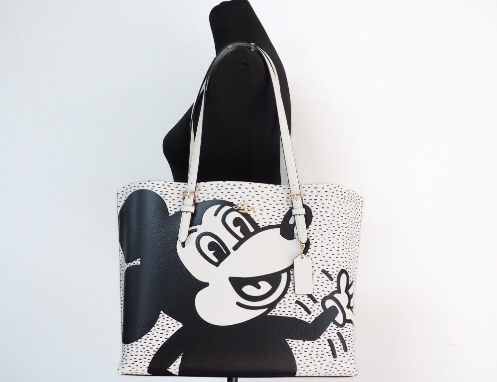 COACH (C6978) Mickey Mouse X Keith Haring Mollie Large Leather Shoulder Tote Bag - Ora And Co.