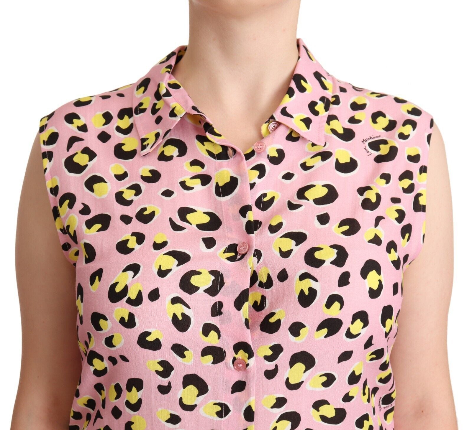 Love Moschino Sleeveless Leopard Print Polo Top - Ora And Co.