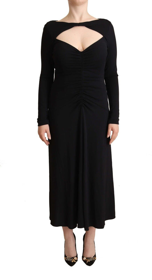 PINKO Elegant Black Nylon Stretch Maxi Dress - Ora And Co.