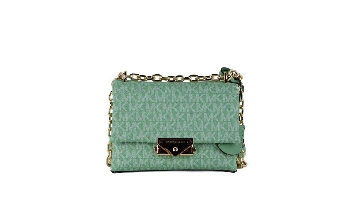 Michael Kors Cece Small Sea Green Signature PVC Convertible Flap Crossbody Bag - Ora And Co.