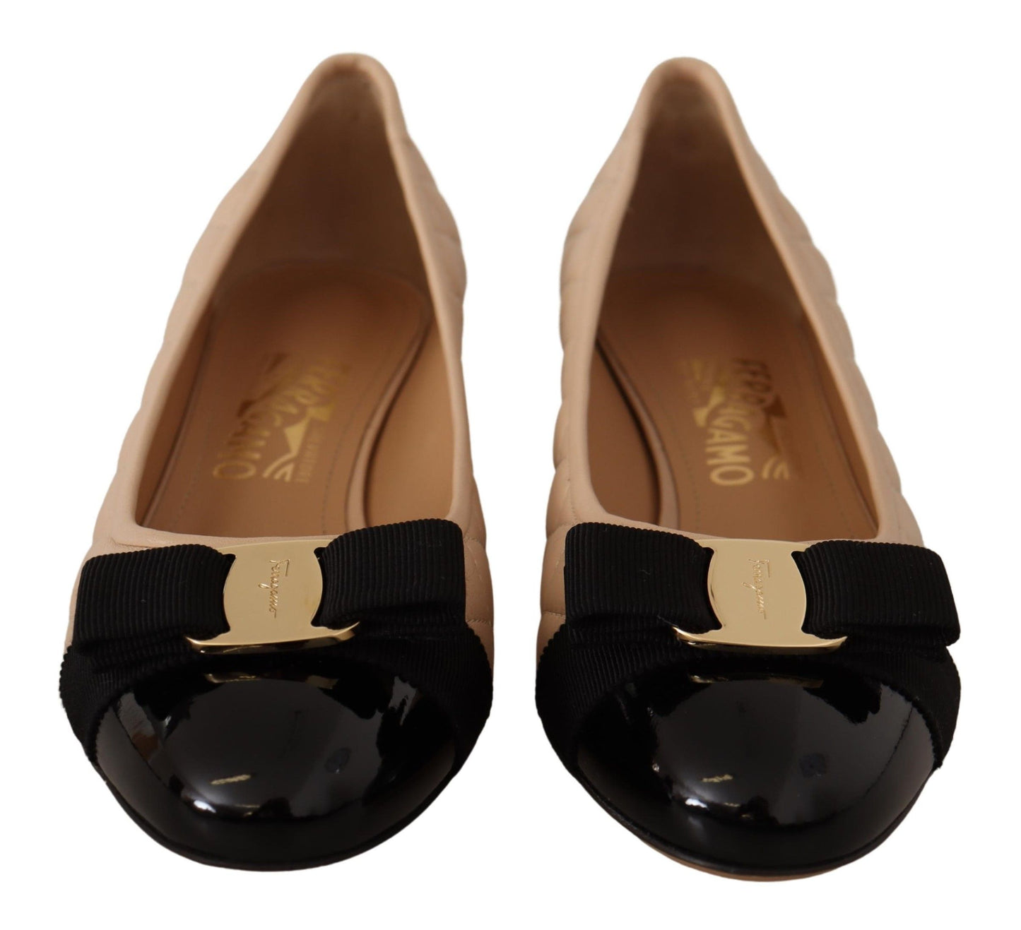 Salvatore Ferragamo Elegant Quilted Leather Pumps in Beige and Black - Ora And Co.