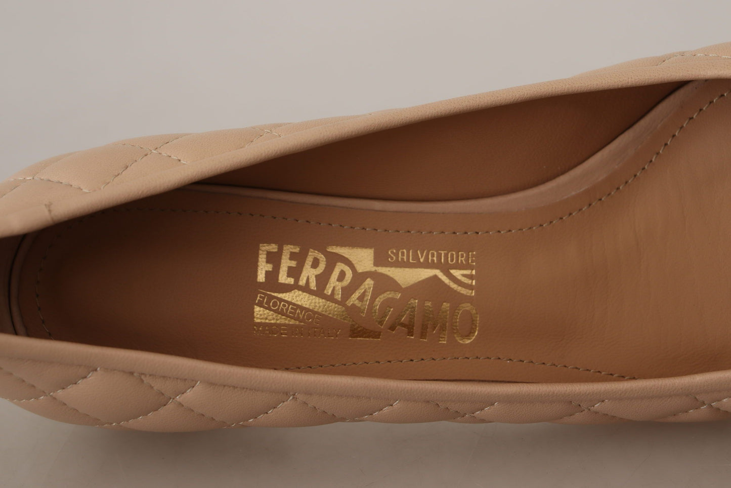 Salvatore Ferragamo Elegant Quilted Leather Pumps in Beige and Black - Ora And Co.