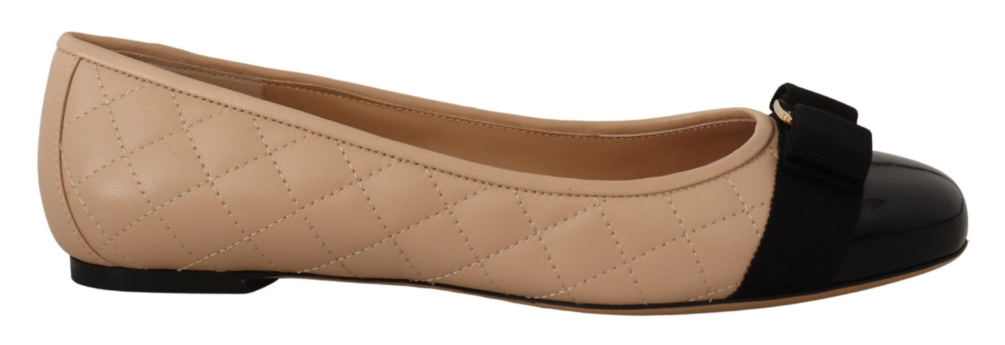 Salvatore Ferragamo Elegant Quilted Leather Flats - Chic Dual-Tone Design - Ora And Co.