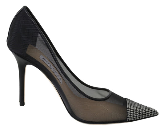 Jimmy Choo Elegant Black Mesh Crystal Pumps - Ora And Co.