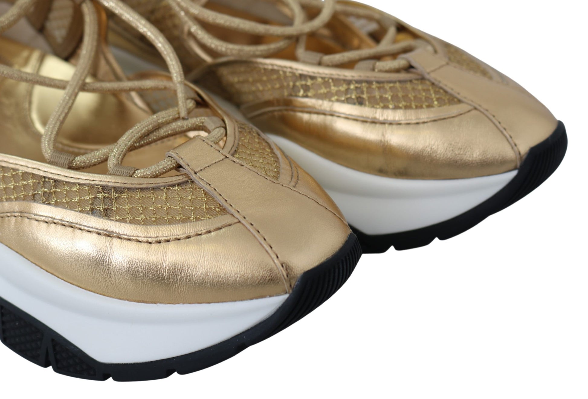 Jimmy Choo Golden Glamour Mesh Leather Sneakers - Ora And Co.