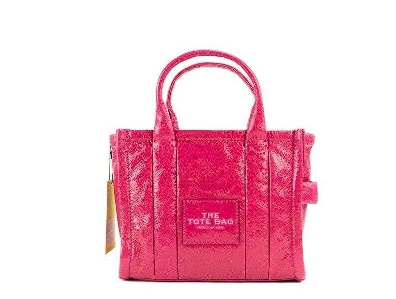 Marc Jacobs The Shiny Crinkle Mini Tote Magenta Leather Crossbody Handbag Purse - Ora And Co.