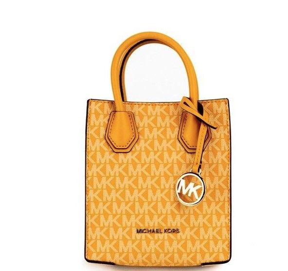 Michael Kors Mercer XS Honeycomb Gold Signature PVC North South Shopper Crossbody Bag - Ora And Co.