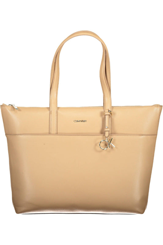 Calvin Klein Beige Polyester Women Handbag - Ora And Co.