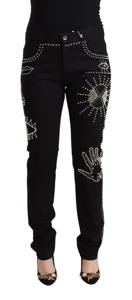 Valentino Embellished Black Mid-Waist Denim - Ora And Co.