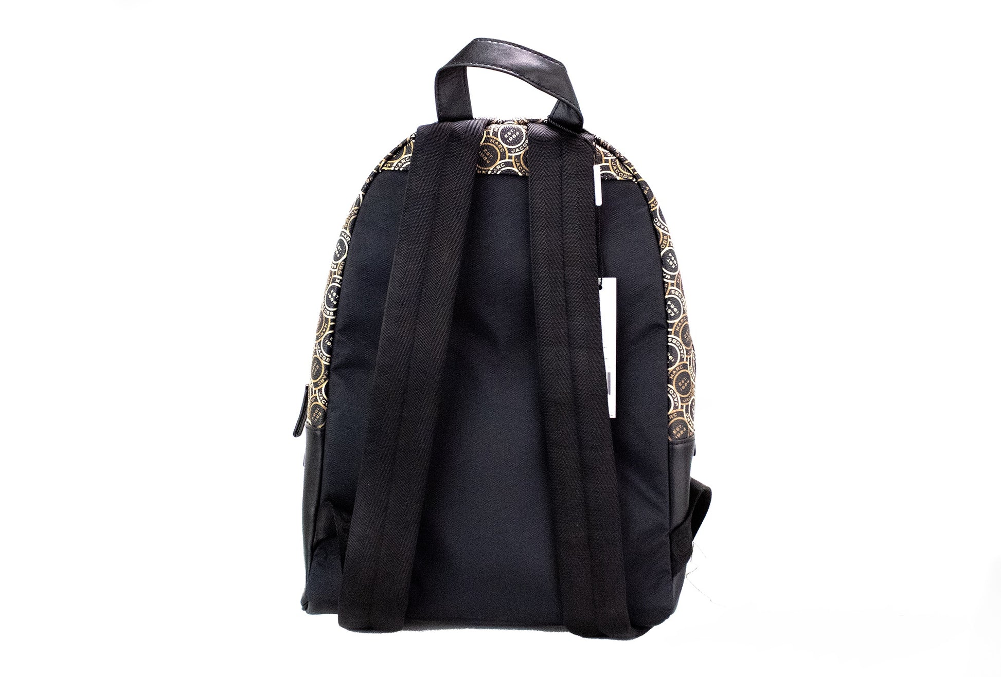 Marc Jacobs Signet Medium Black Logo Printed Leather Shoulder Backpack Bookbag - Ora And Co.