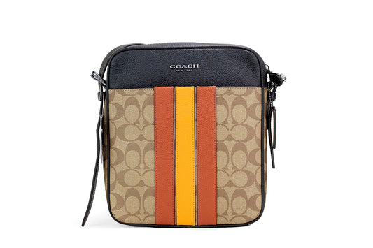 COACH Hudson 21 Signature Varsity Stripe Coated Canvas Crossbody Bag - Ora And Co.