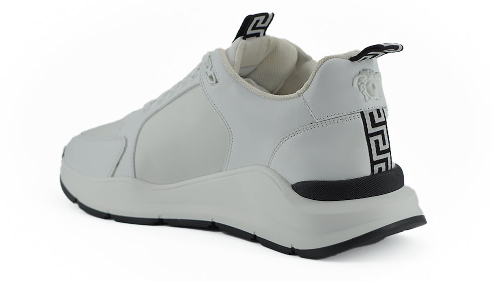 Versace Sleek White Calf Leather Sneakers - Ora And Co.