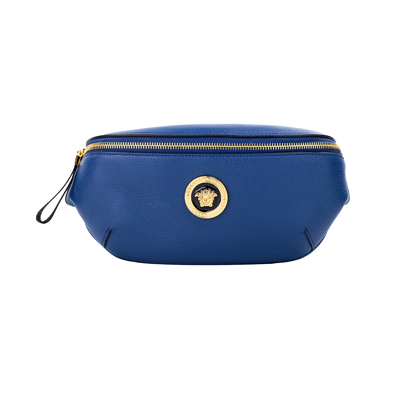 Versace Small Navy Calf Leather Medusa Pendant Fanny Waist Pack Belt Bag - Ora And Co.