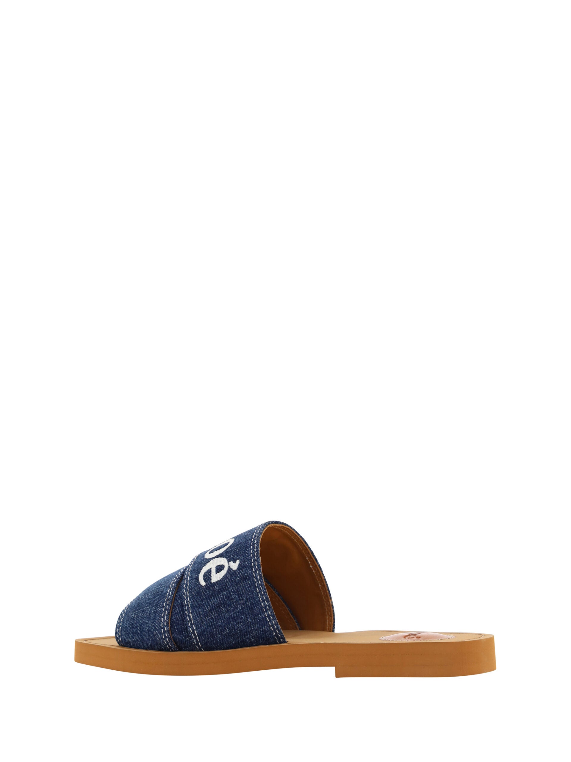 Chloé Sumptuous Cotton Woody Slide Sandals in Denim Blue - Ora And Co.