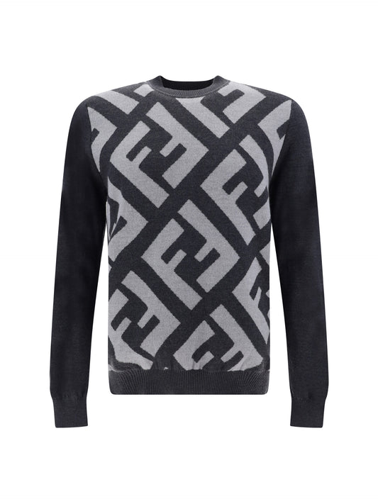 Fendi Chic Grey Wool Iconic Logo Sweater - Ora And Co.