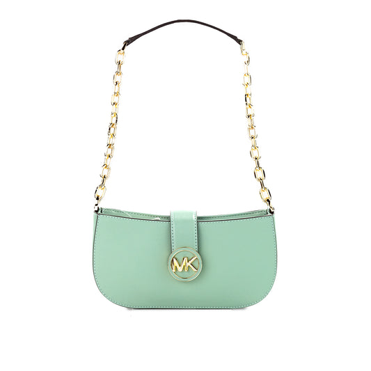 Michael Kors Carmen Small Sea Green Leather Pouchette Shoulder Crossbody Purse - Ora And Co.