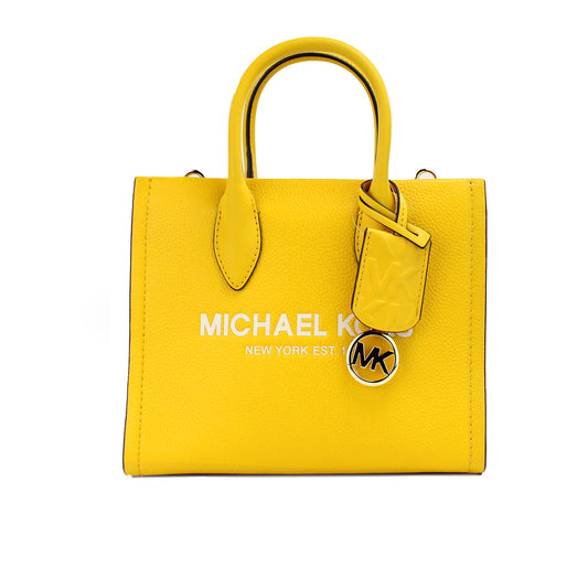 Michael Kors Mirella Small Jasmine Yellow Leather Top Zip Shopper Tote Bag - Ora And Co.