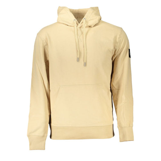 Calvin Klein Beige Brushed Cotton Hoodie with Central Pocket - Ora And Co.