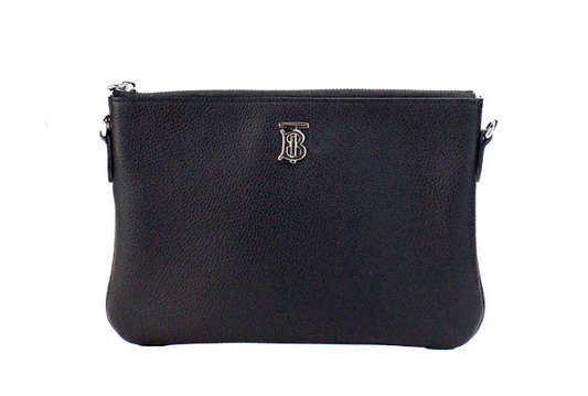 Burberry Peyton Monogram Black Leather Pouch Crossbody Bag Purse - Ora And Co.