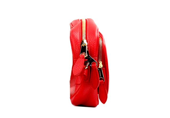 Burberry Small Branded Bright Red Grainy Leather Camera Crossbody Bag - Ora And Co.