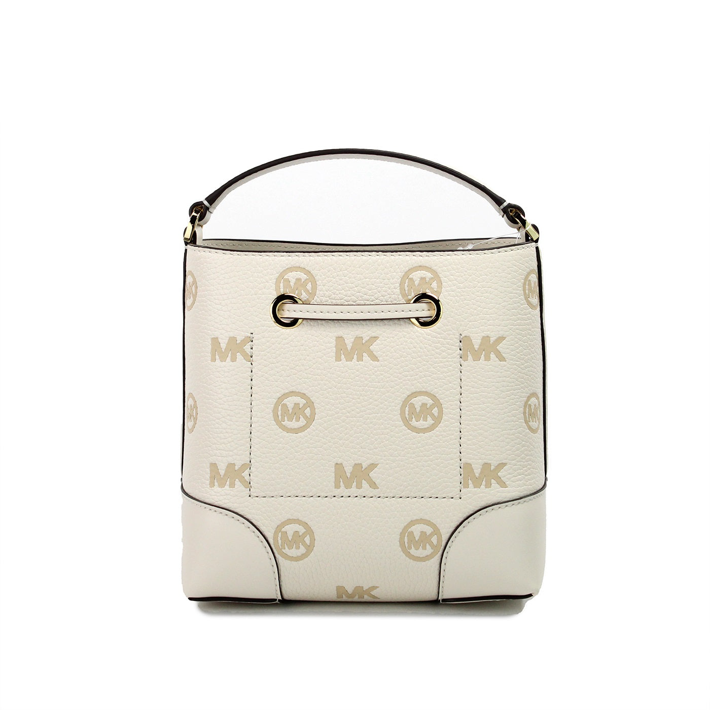 Michael Kors Mercer Small Light Cream Embossed Drawstring Bucket Messenger Bag - Ora And Co.