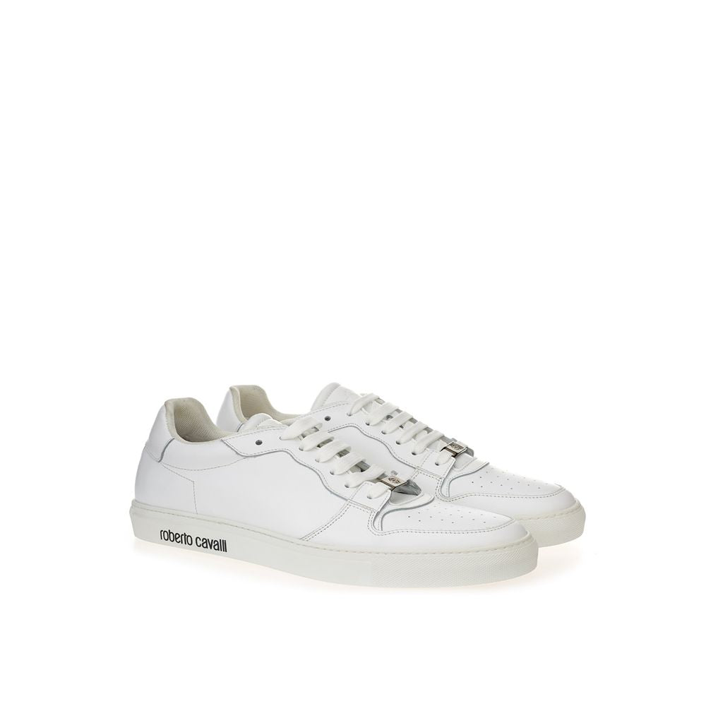 Roberto Cavalli White Leather Sneakers Luxe Footwear - Ora And Co.