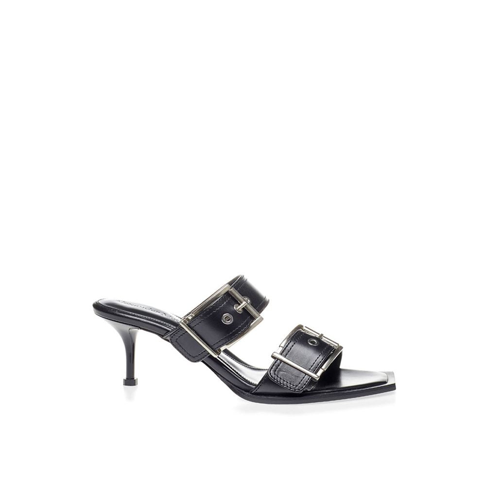 Alexander McQueen Elevate Your Steps in Timeless Black Leather Sandals - Ora And Co.