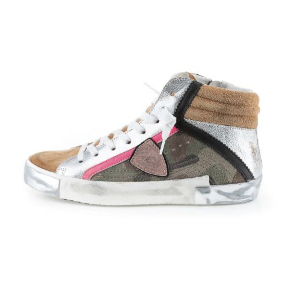 Philippe Model Army Green High-Top Sneakers with Leather Accents - Ora And Co.