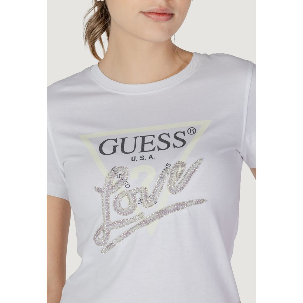 Guess White Cotton Tops & T-Shirt