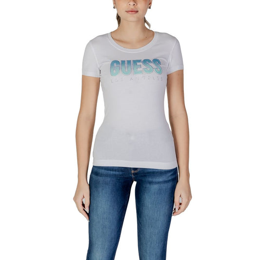 Guess White Cotton Tops & T-Shirt