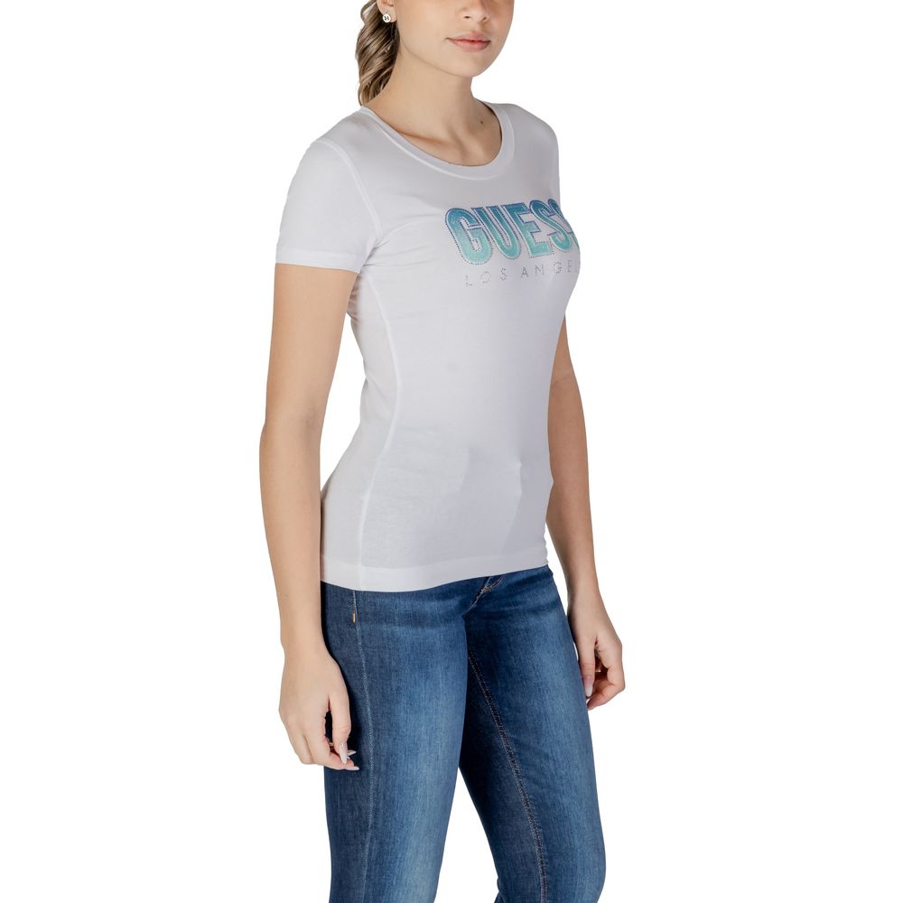 Guess White Cotton Tops & T-Shirt